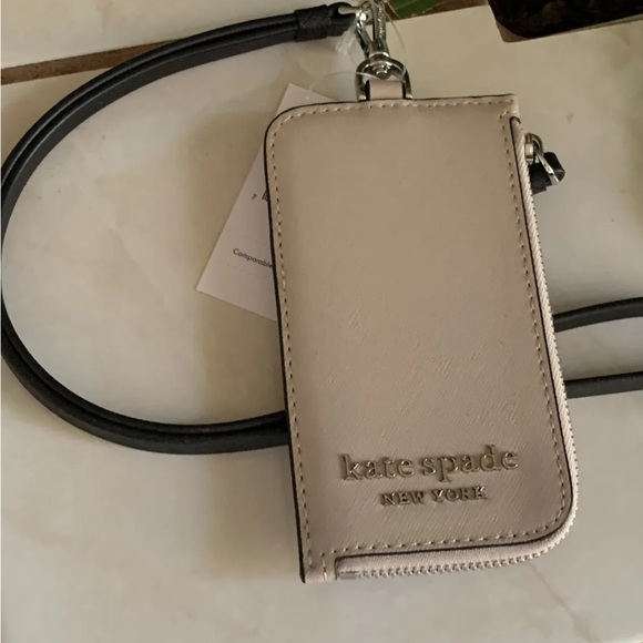 KATE SPADE CARD CASE LANYARD WLRU6012 WARM BEIGE NEW WITH TAG - Picture 3 of 10